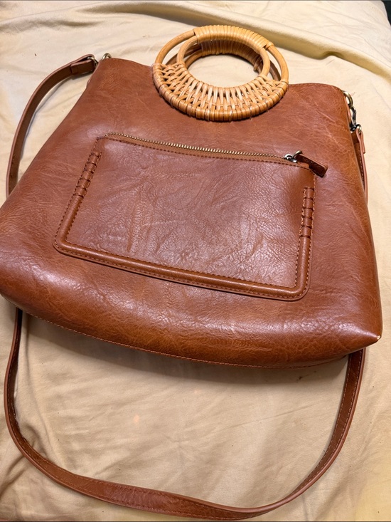 None Handbags - ✨ 3 for $15 sale - Classic Faux Leather Shoulder Bag with Woven Ring Handles